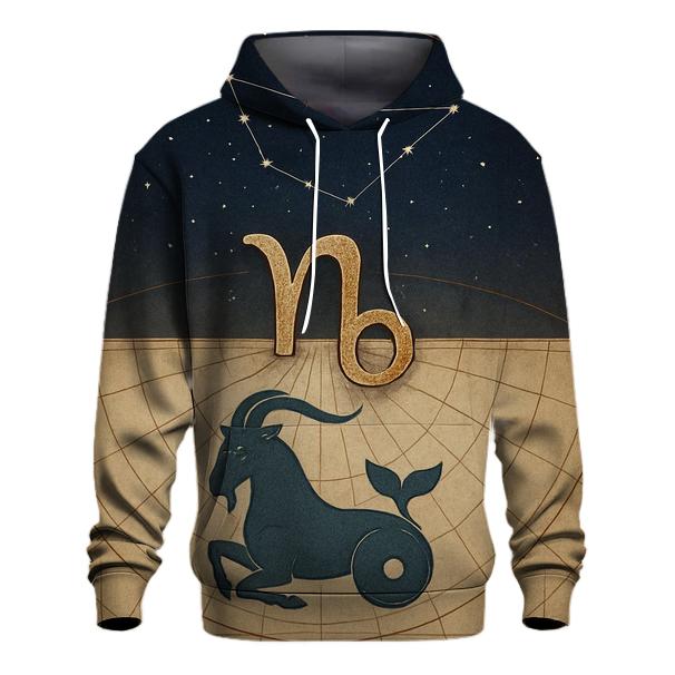 Capricorn Sea Goat Meridian Chart printed hoodies