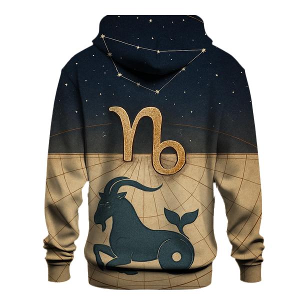 Capricorn Sea Goat Meridian Chart printed hoodies
