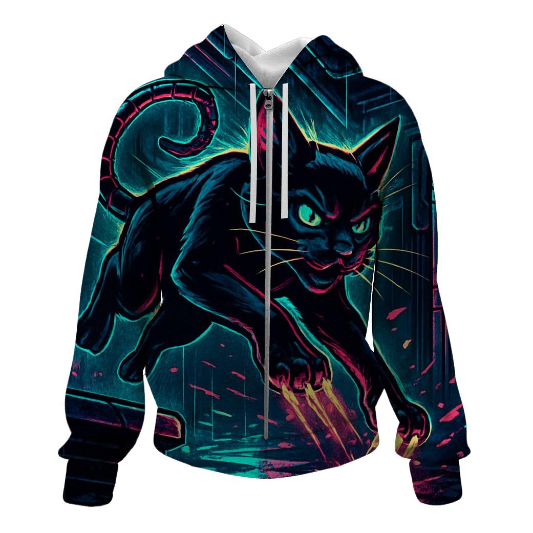 Neon Alley Circuit Cat hoodies fashion