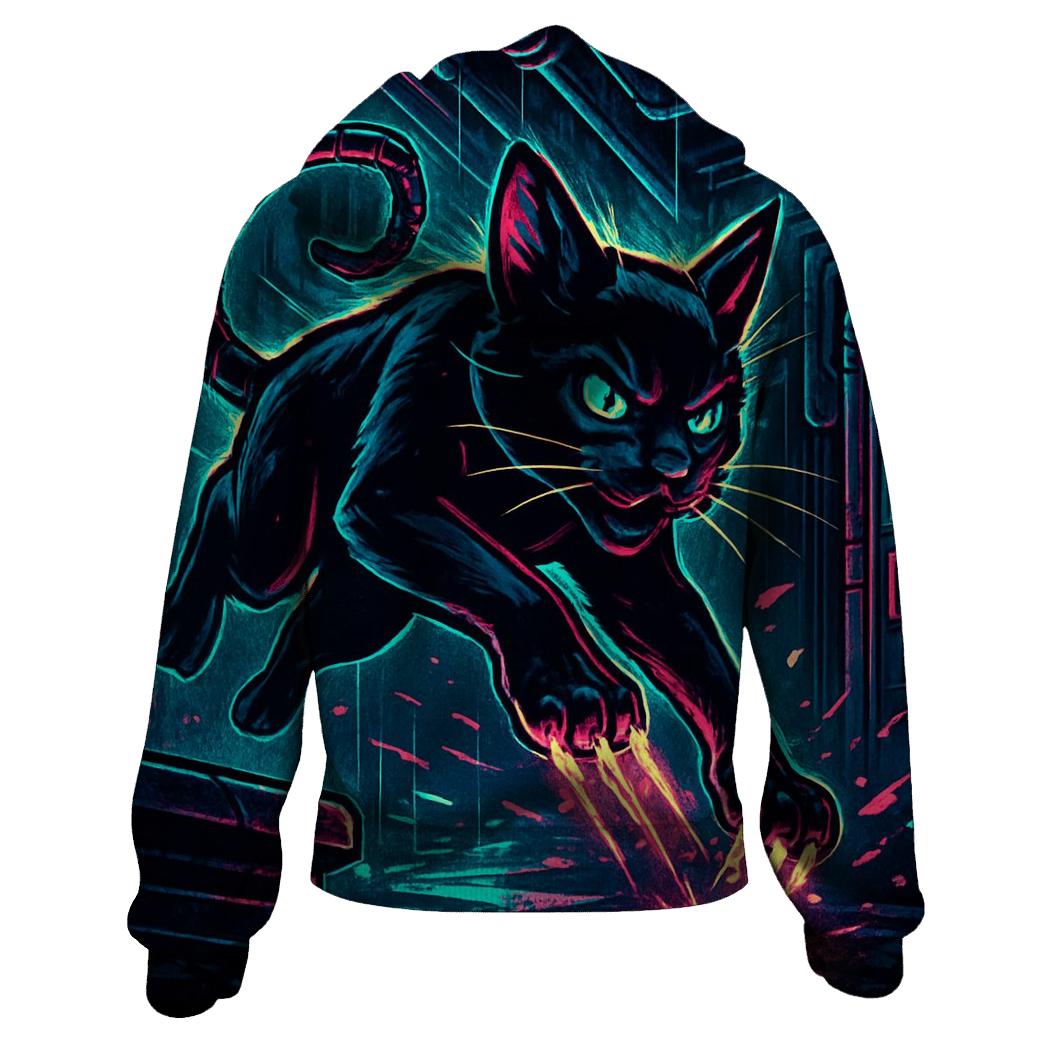 Neon Alley Circuit Cat hoodies fashion