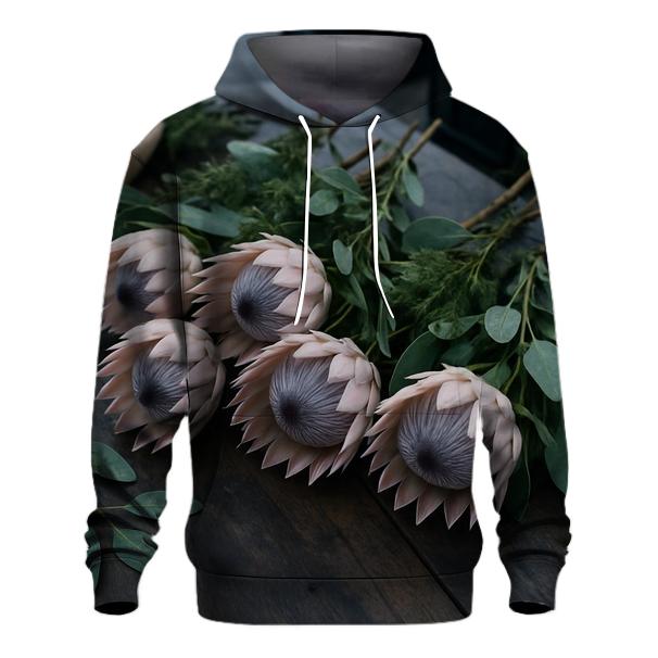 Protea And Fynbos Stem Sorting At A Coastal Flower Market heavyweight hoodies