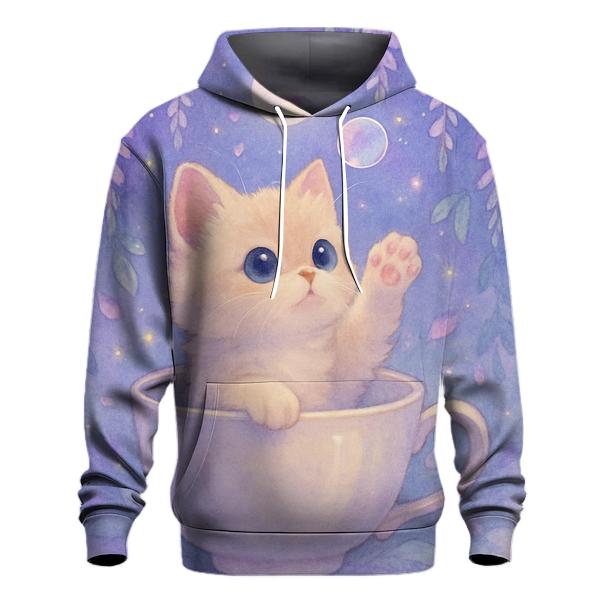 Moonlit Teacup Kitten Garden hoodie designs