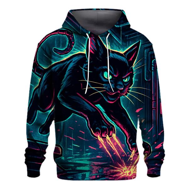 Neon Alley Circuit Cat hoodie styles