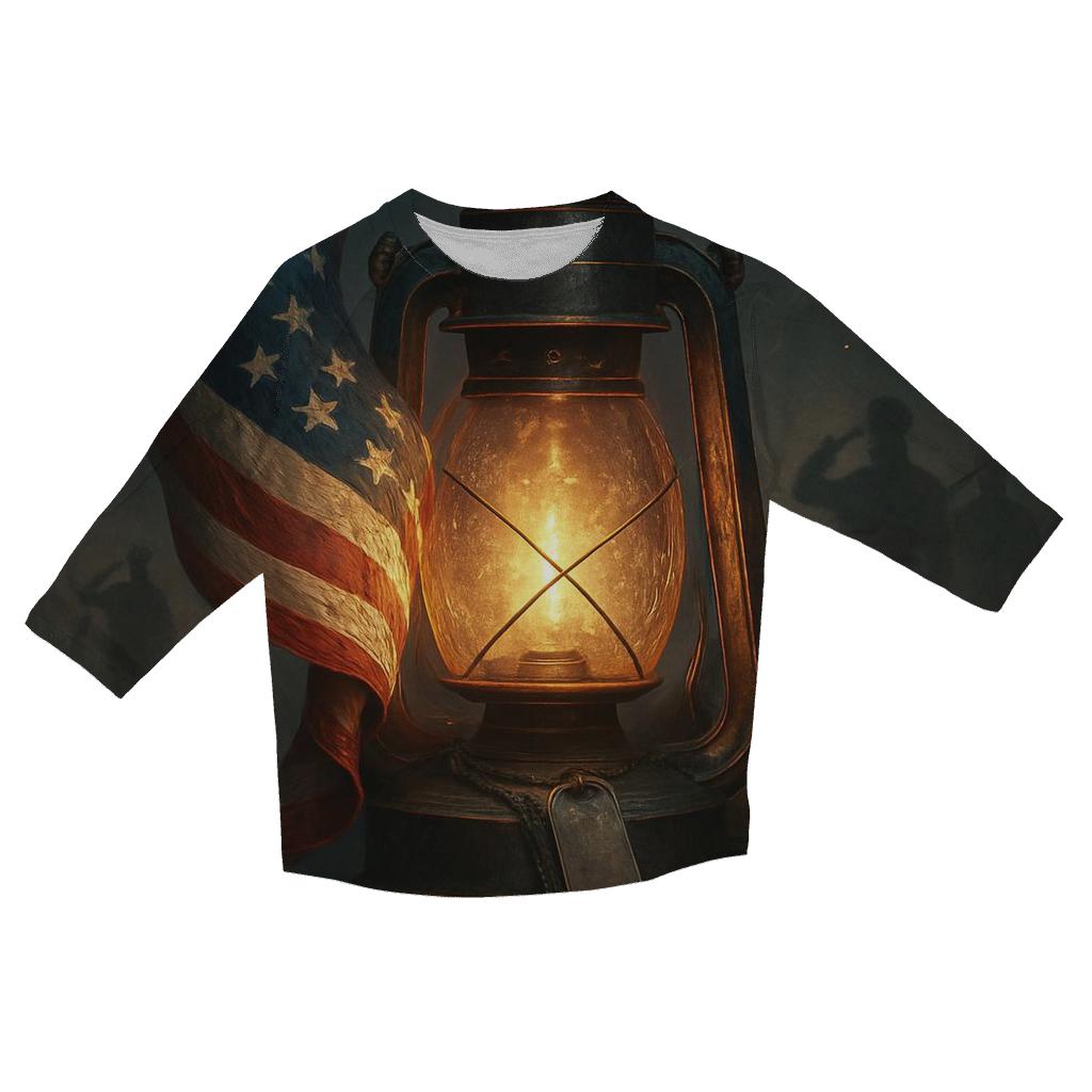 Liberty Lantern Vigil Flag printed three quarter sleeve shirts