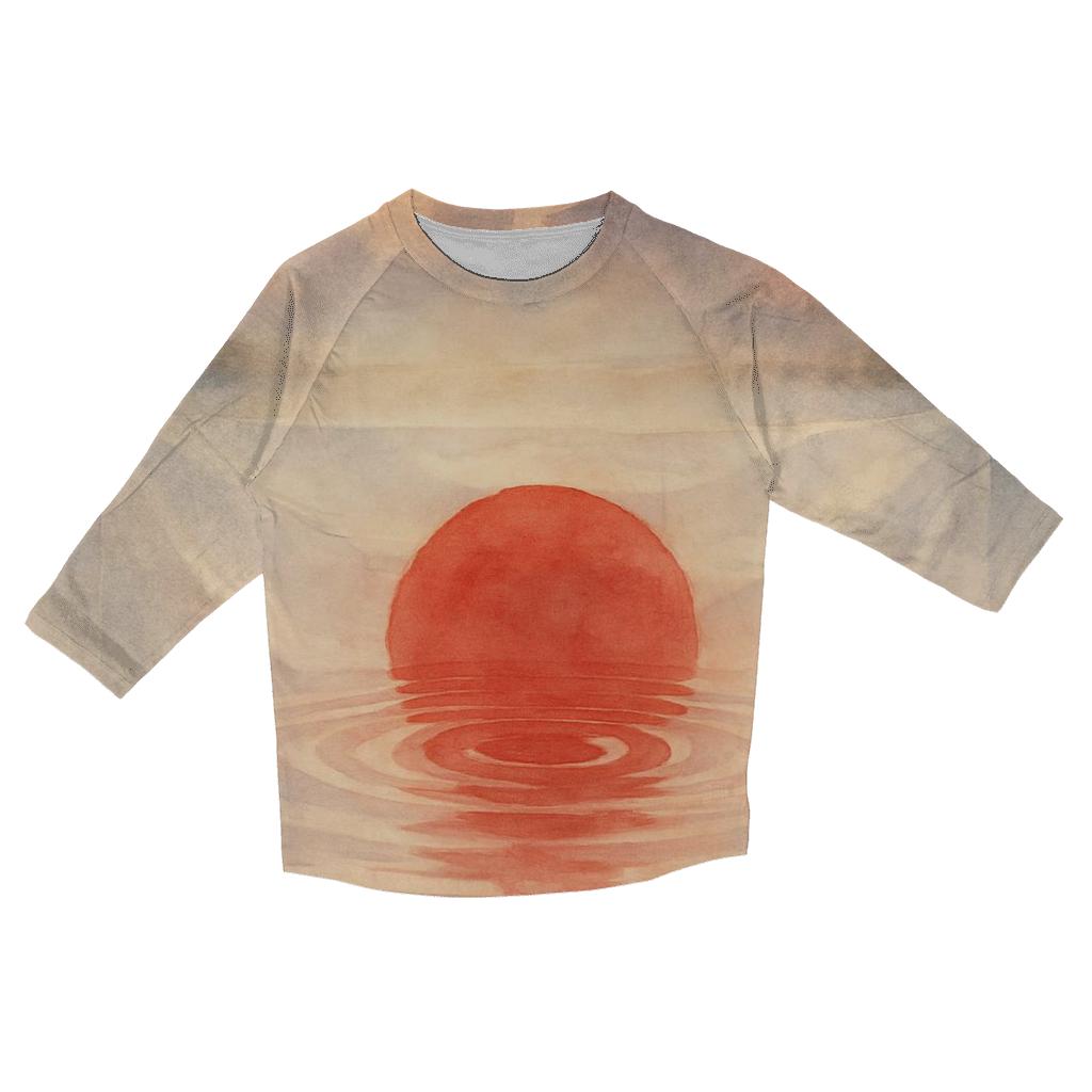 Rising Sun Silk Over Koi Lake trendy 3/4 sleeve tops