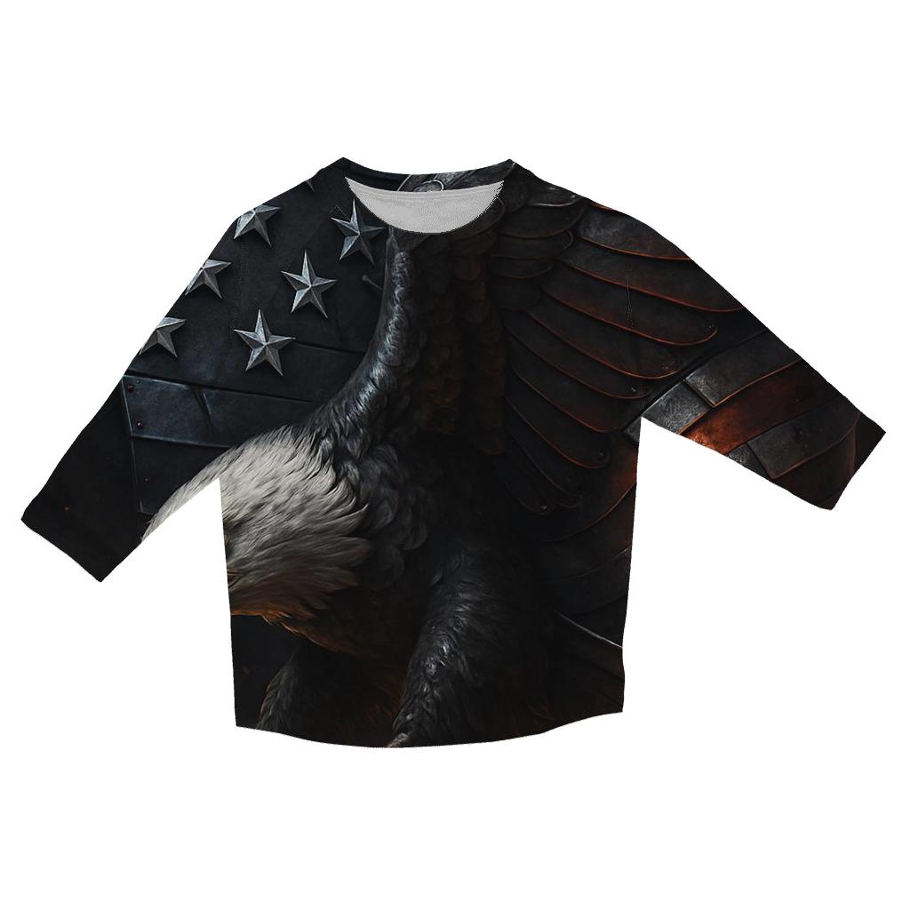 Steel Eagle Over Ember Stripes designer 3/4 sleeve blouses
