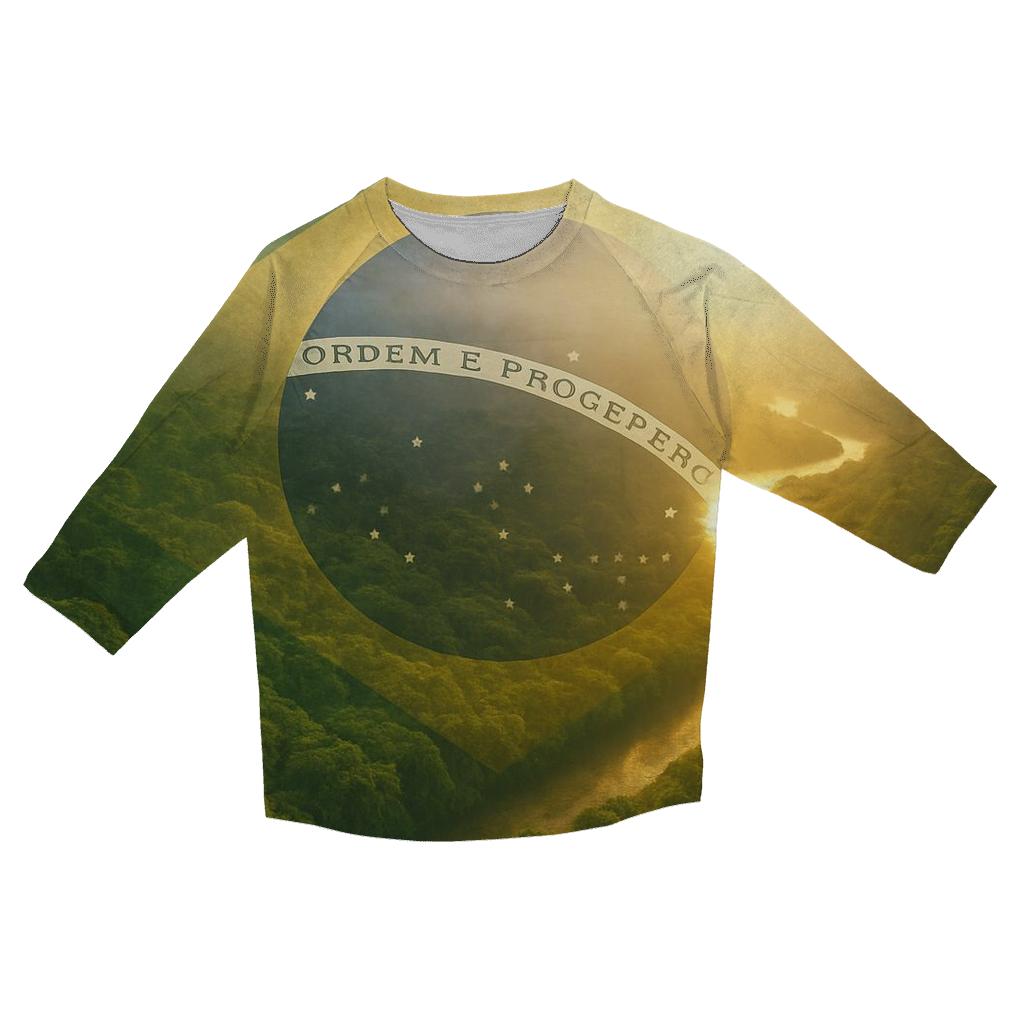 Emerald Aurora Flag Over Rainforest Canopy stylish quarter sleeve tops