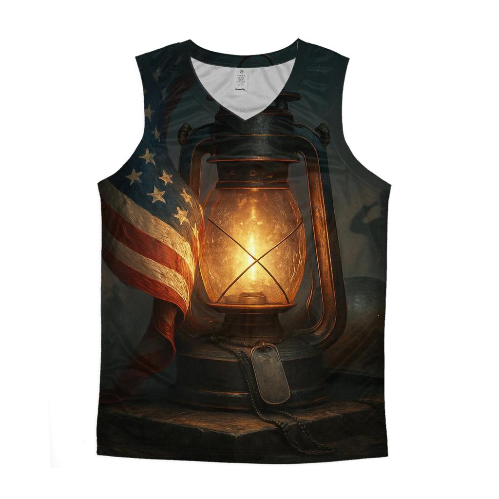 Liberty Lantern Vigil Flag graphic print tank tops