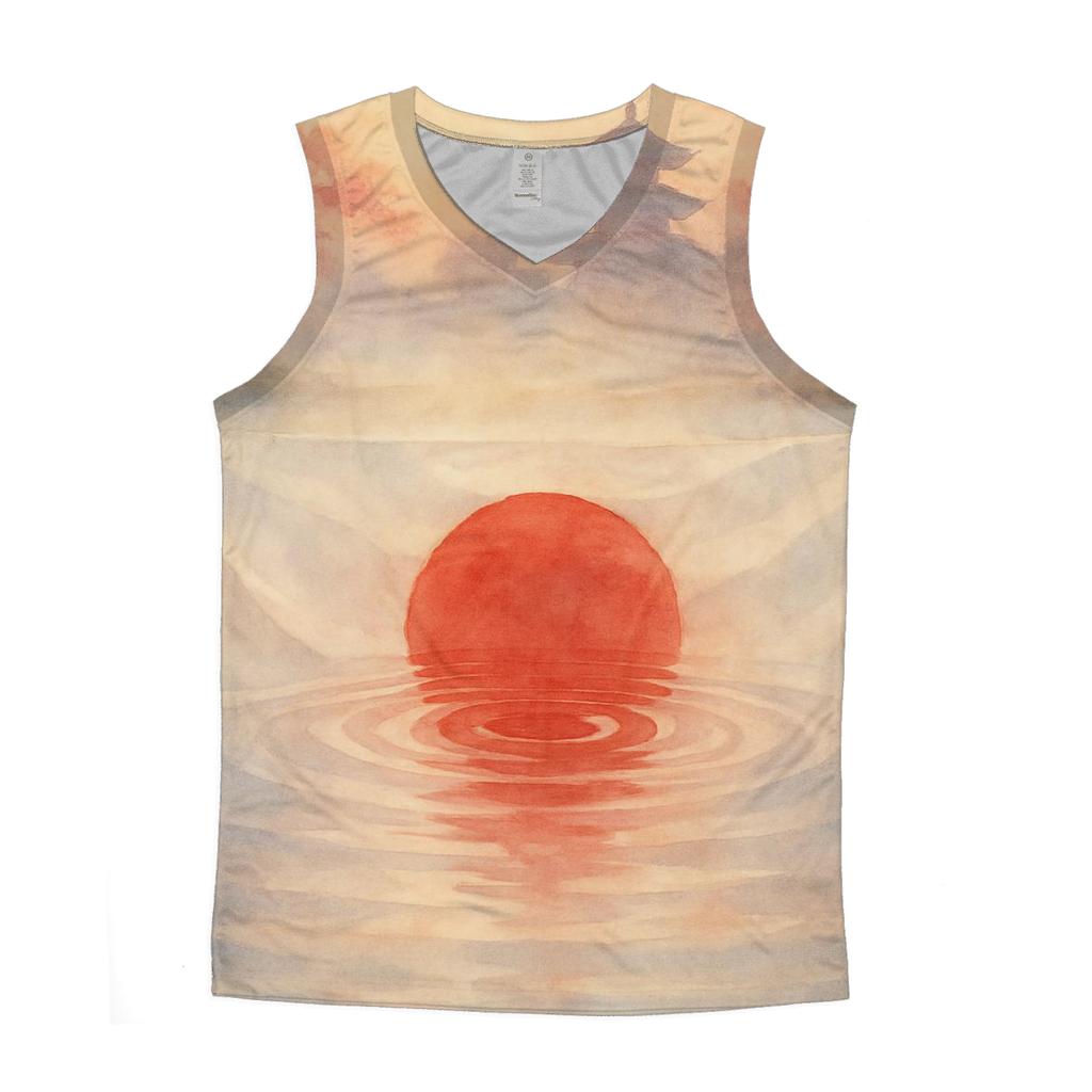 Rising Sun Silk Over Koi Lake cotton sleeveless tops