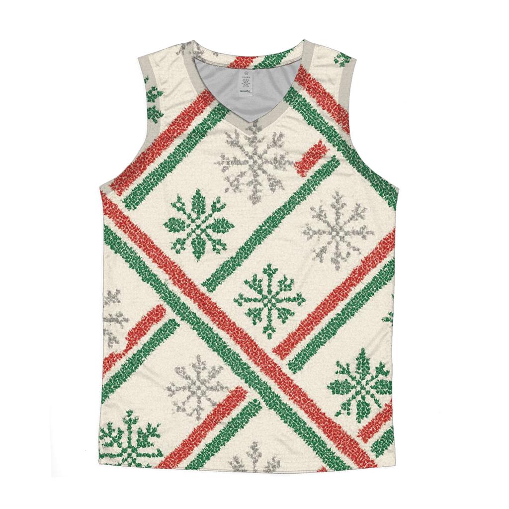 Candy Cane Snowflake Diagonal Knit On Warm Ivory Background designer workout tanks