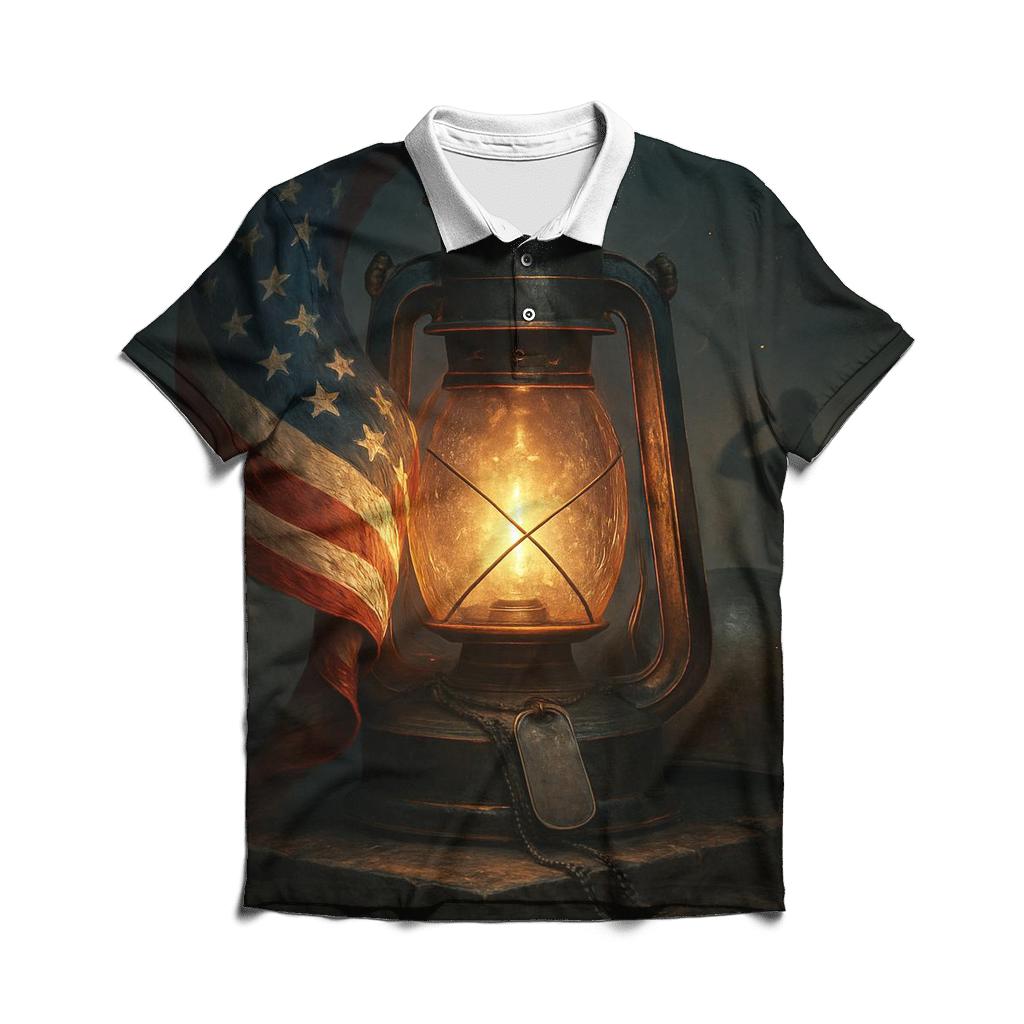 Liberty Lantern Vigil Flag branded logo polo shirts