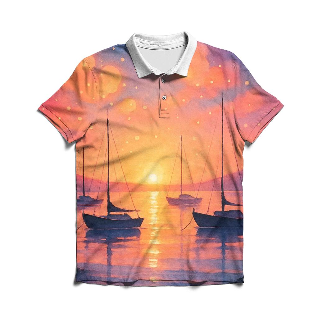 Harbor Of Floating Lantern Clouds custom polo shirts