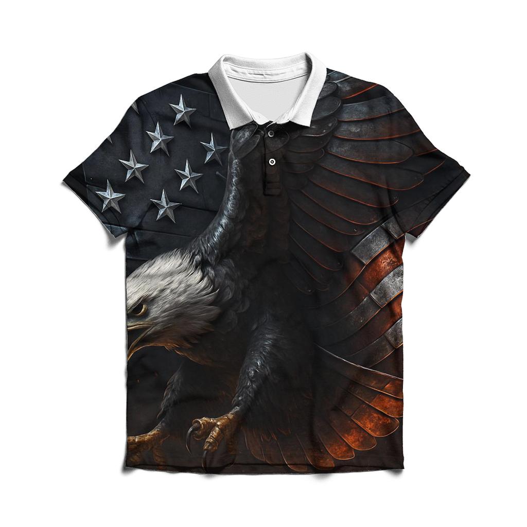 Steel Eagle Over Ember Stripes stylish collar polo tees