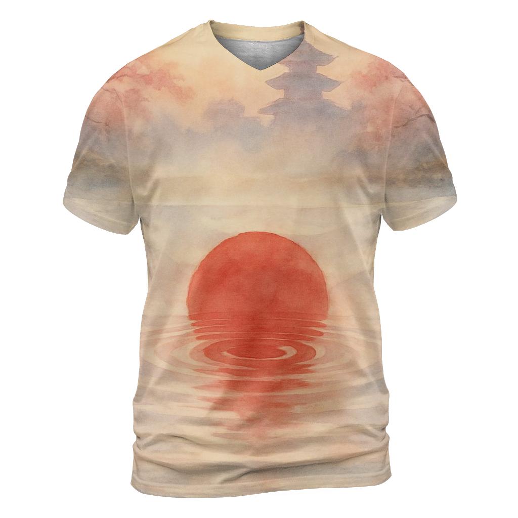 Rising Sun Silk Over Koi Lake trendy printed shirt styles