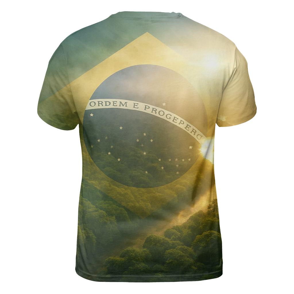 Emerald Aurora Flag Over Rainforest Canopy trendy printed shirt styles