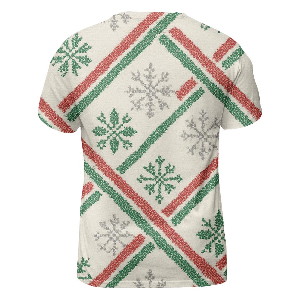 Candy Cane Snowflake Diagonal Knit On Warm Ivory Background designer pattern shirts