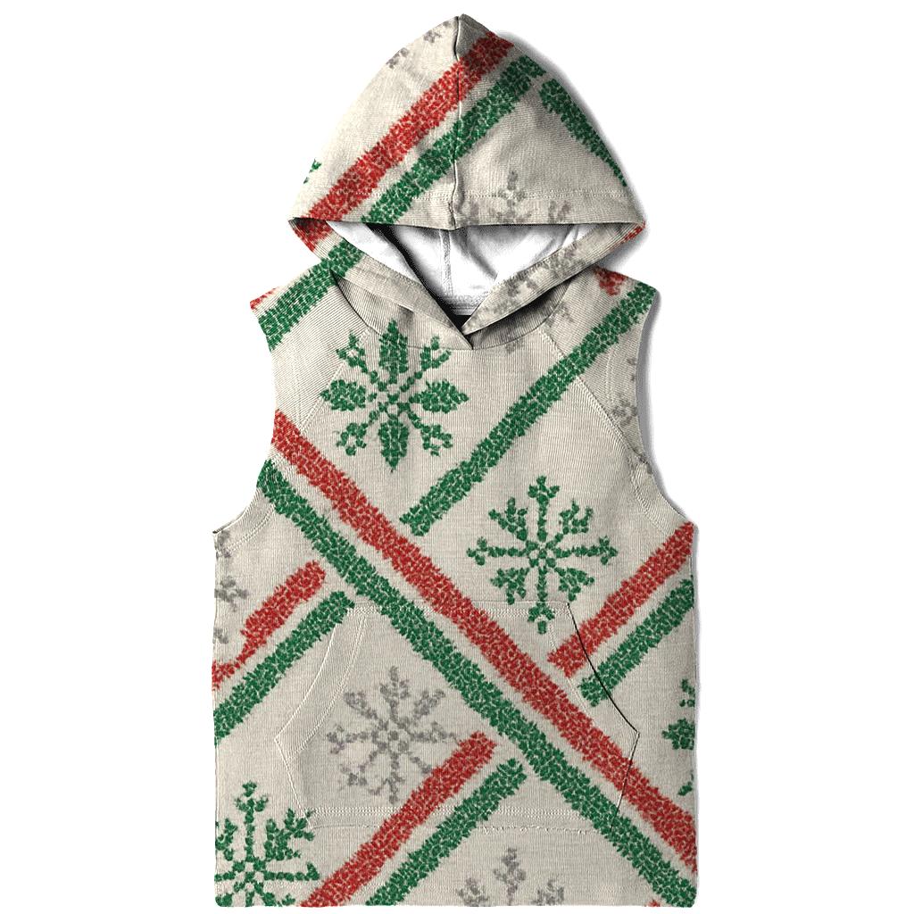 Candy Cane Snowflake Diagonal Knit On Warm Ivory Background hoodie styles
