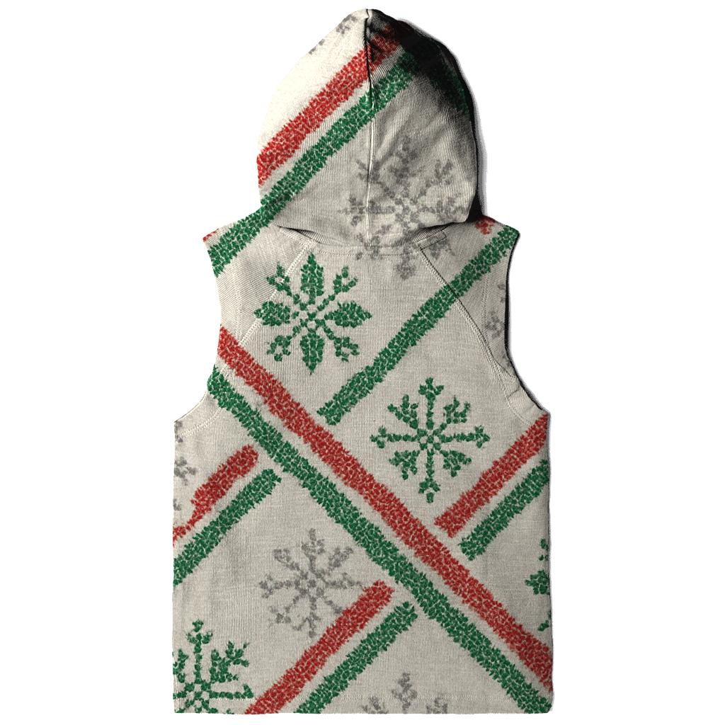 Candy Cane Snowflake Diagonal Knit On Warm Ivory Background hoodie styles