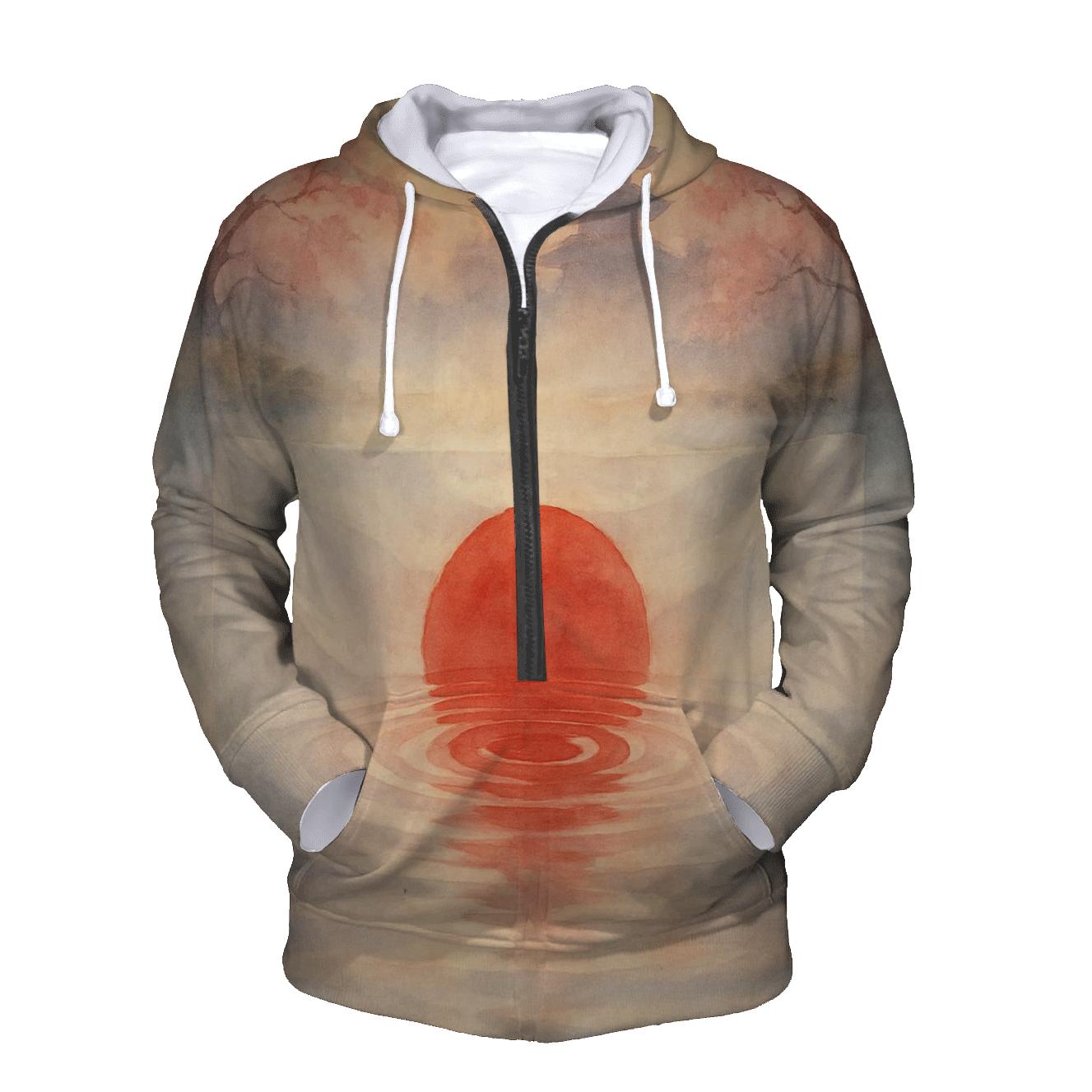 Rising Sun Silk Over Koi Lake premium hoodies