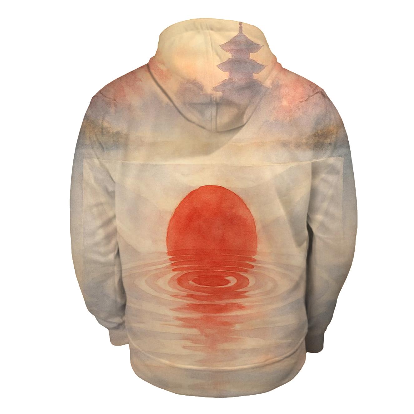 Rising Sun Silk Over Koi Lake premium hoodies