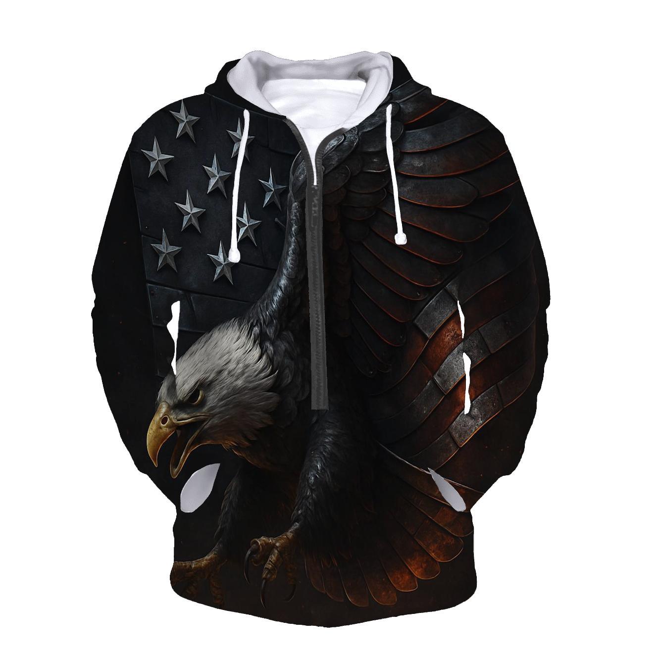 Steel Eagle Over Ember Stripes hoodie styles