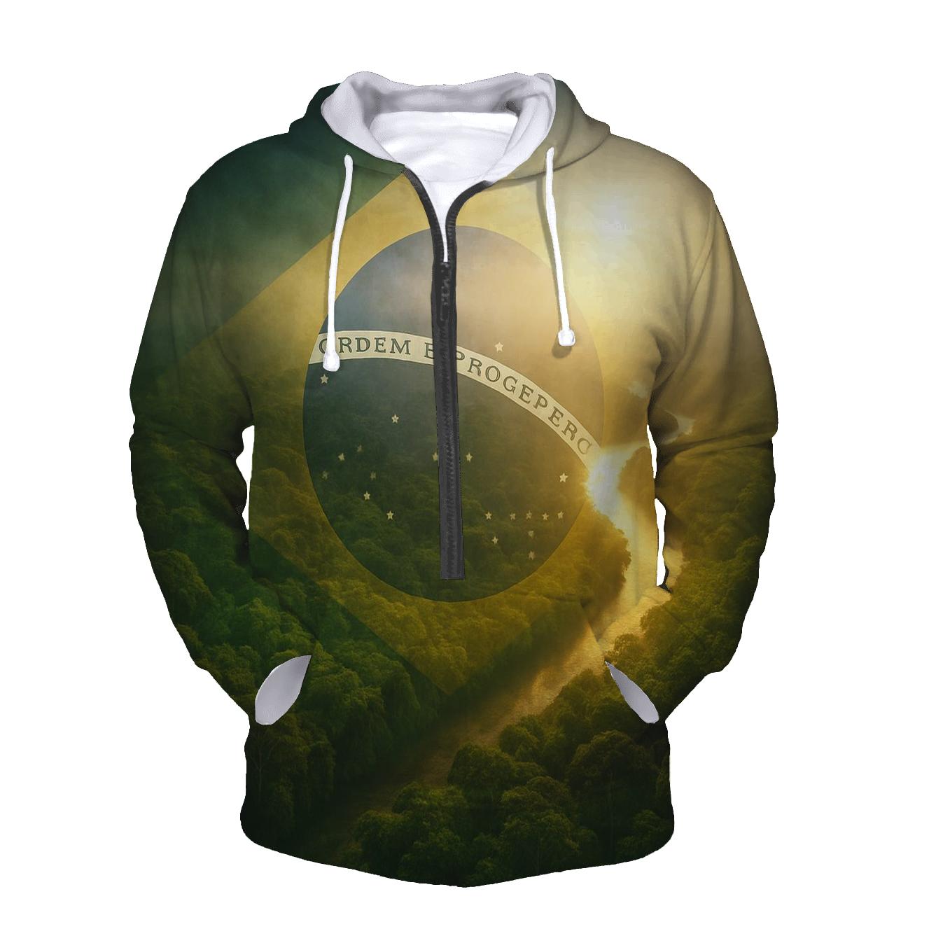 Emerald Aurora Flag Over Rainforest Canopy lightweight hoodies