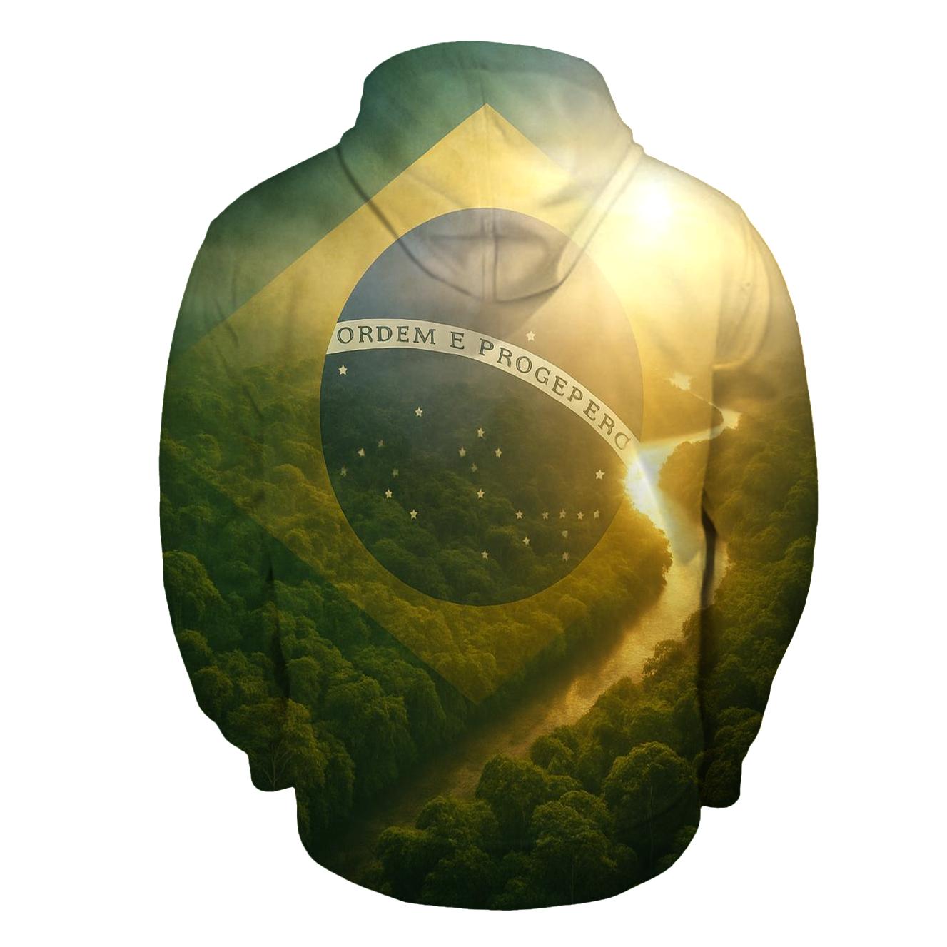 Emerald Aurora Flag Over Rainforest Canopy lightweight hoodies