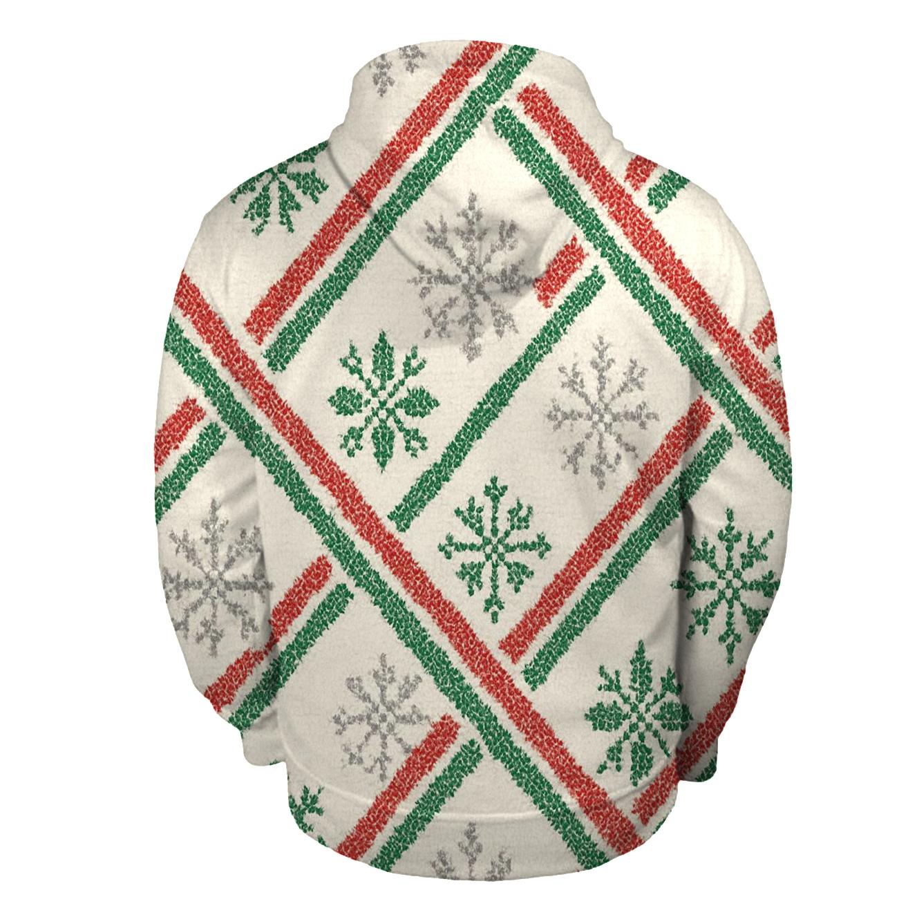 Candy Cane Snowflake Diagonal Knit On Warm Ivory Background graphic hoodies