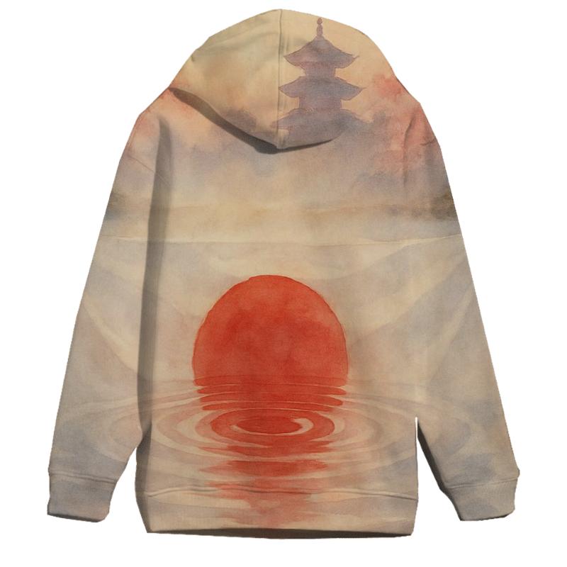 Rising Sun Silk Over Koi Lake lightweight hoodies