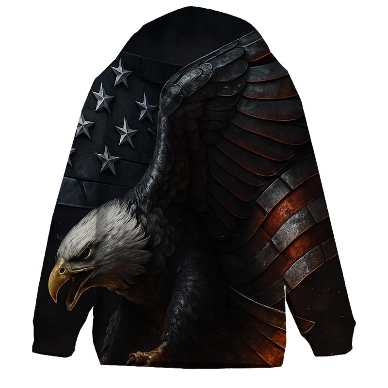 Steel Eagle Over Ember Stripes hoodie designs