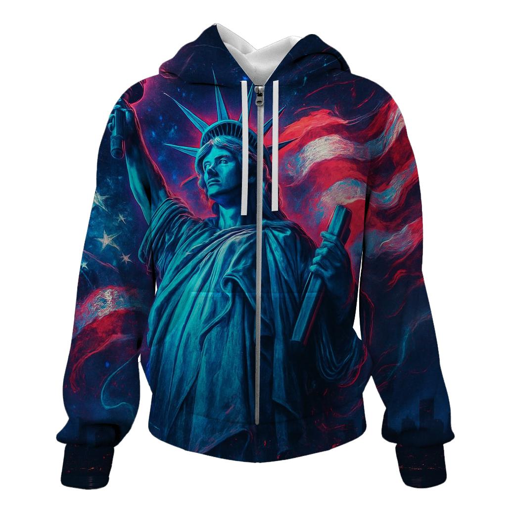 Neon Liberty Wavefront graphic hoodies
