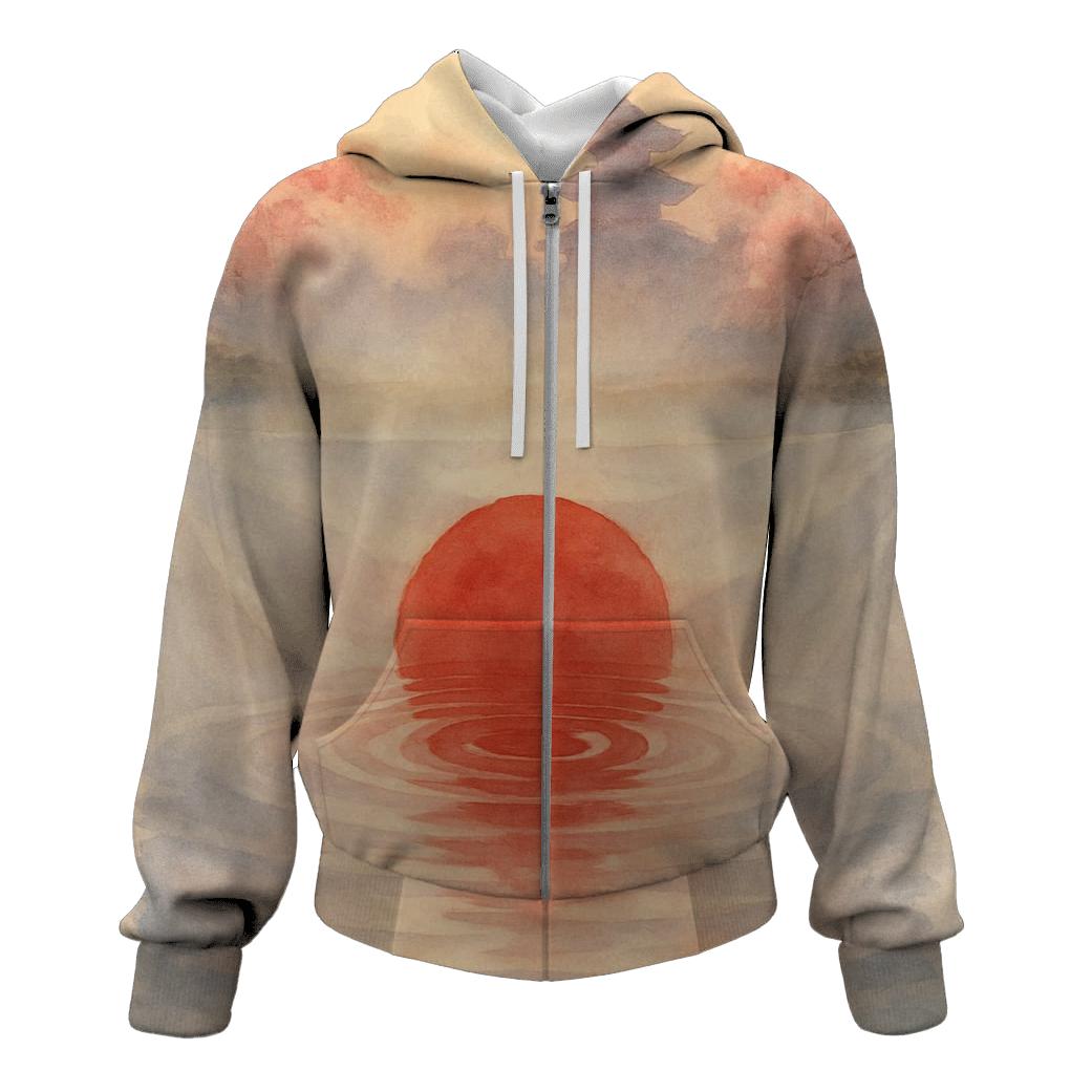 Rising Sun Silk Over Koi Lake printed hoodies
