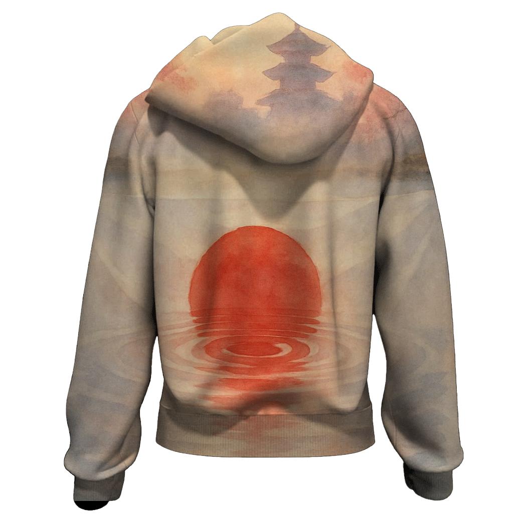 Rising Sun Silk Over Koi Lake printed hoodies
