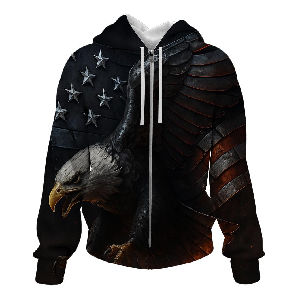 Steel Eagle Over Ember Stripes hoodie trends
