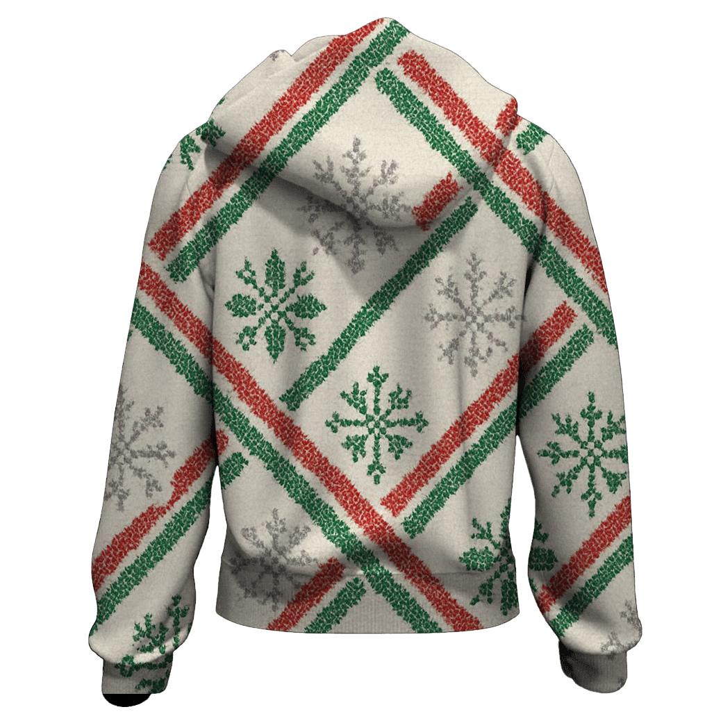 Candy Cane Snowflake Diagonal Knit On Warm Ivory Background heavyweight hoodies