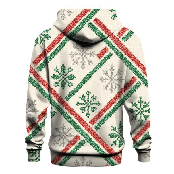Candy Cane Snowflake Diagonal Knit On Warm Ivory Background graphic hoodies