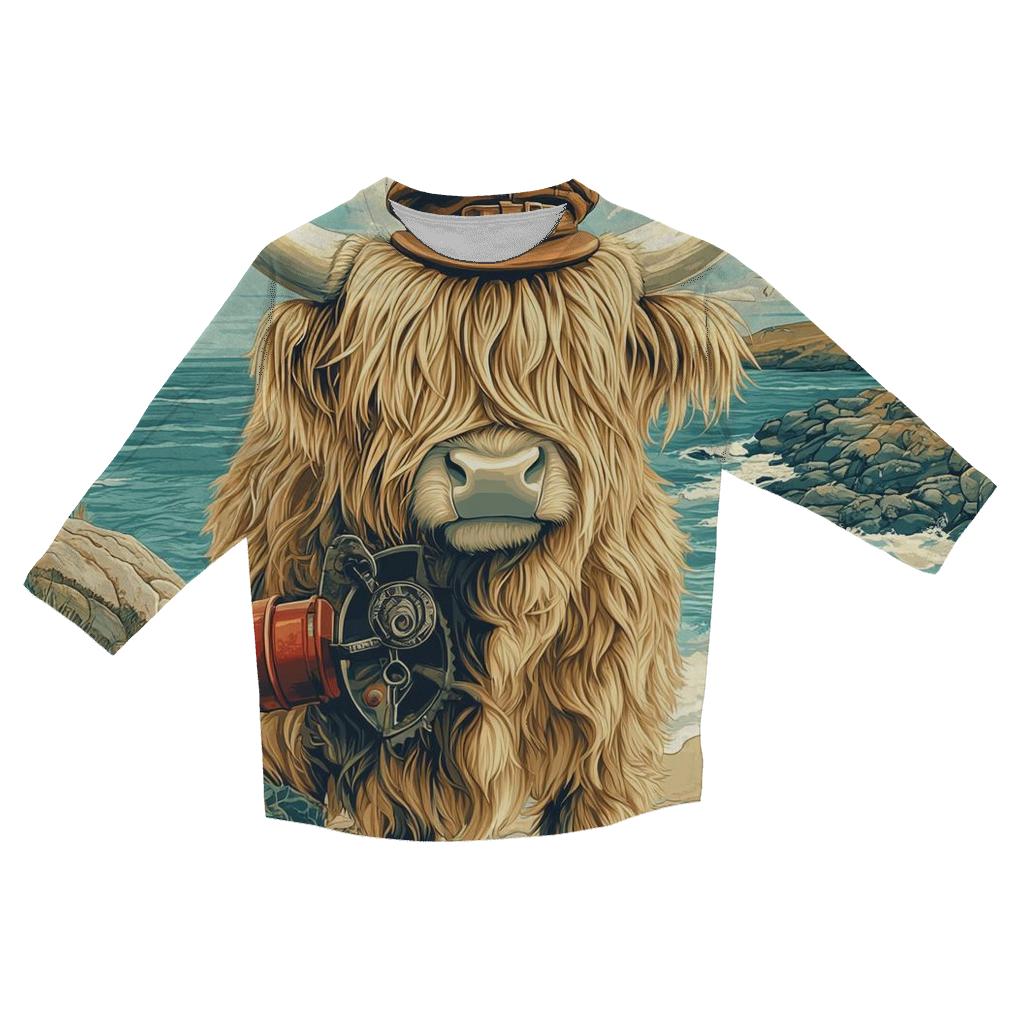 Highland Cow Lighthouse Keeper casual three quarter sleeve shirts