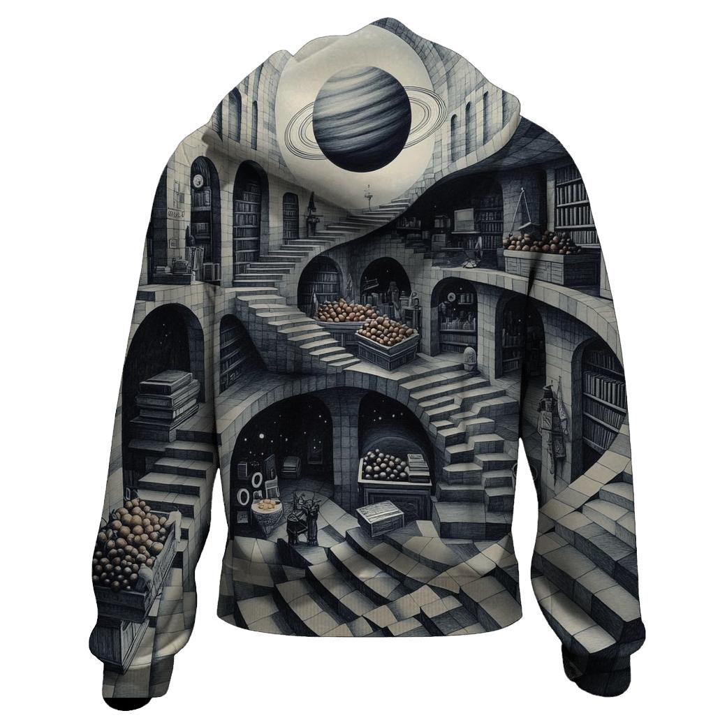 Mc Escher Inspired Planetary Staircase Market designer hoodies