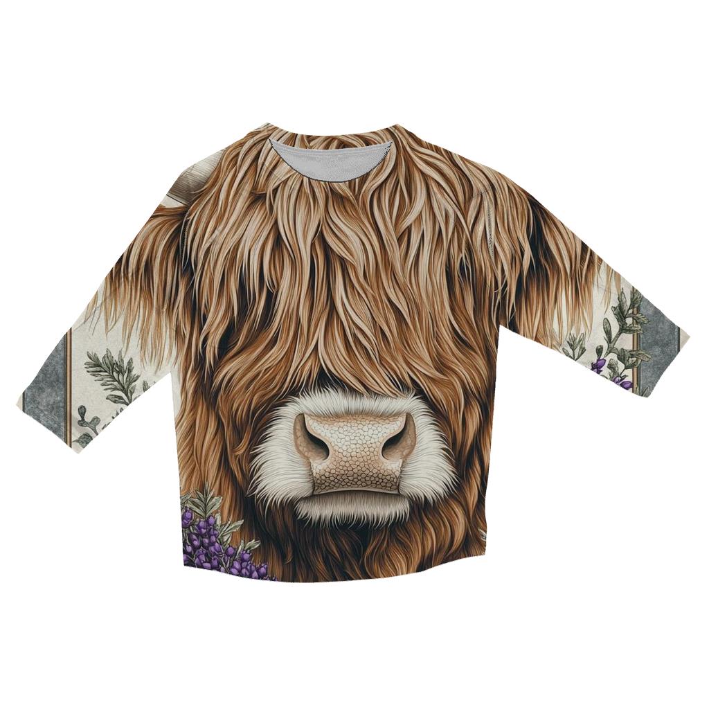 Heather Studio Portrait, Highland Cow stylish quarter sleeve tops