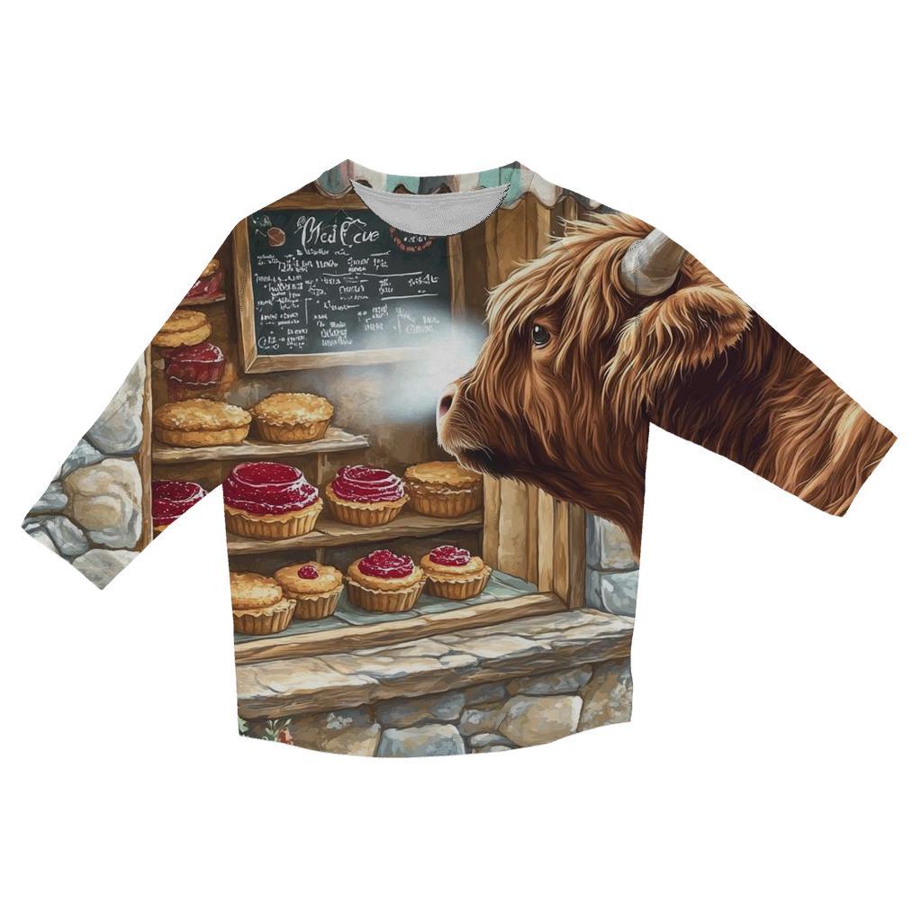 Highland Cow Bakery Window Watch stylish quarter sleeve tops