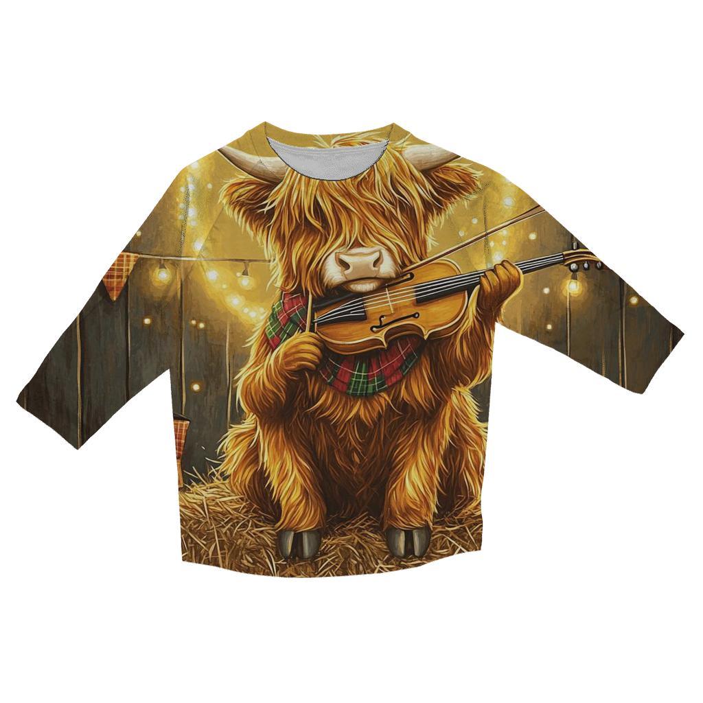 Highland Cow Ceilidh Fiddle Time fashion 3/4 sleeve shirts