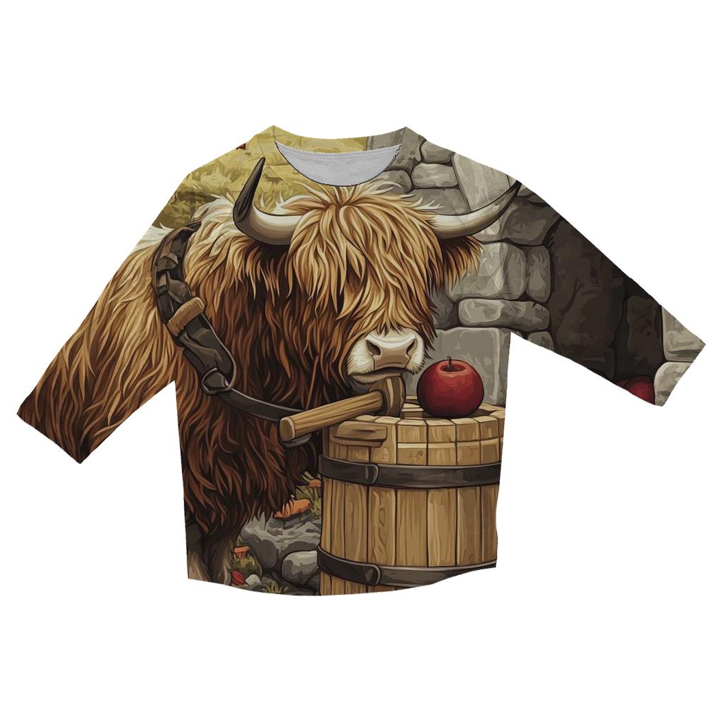 Highland Cow Orchard Cider Press personalized 3/4 sleeve tees