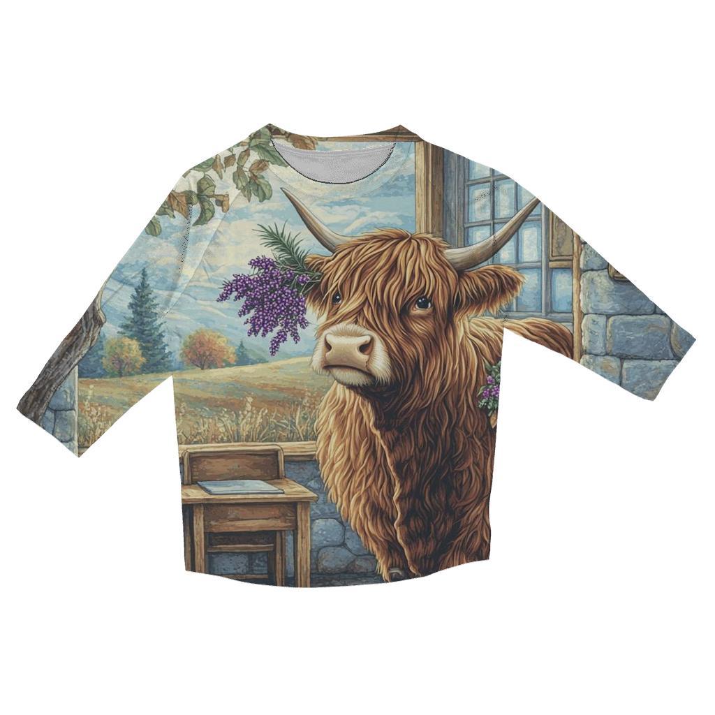 Highland Cow Classroom Nature Helper trendy 3/4 sleeve tops