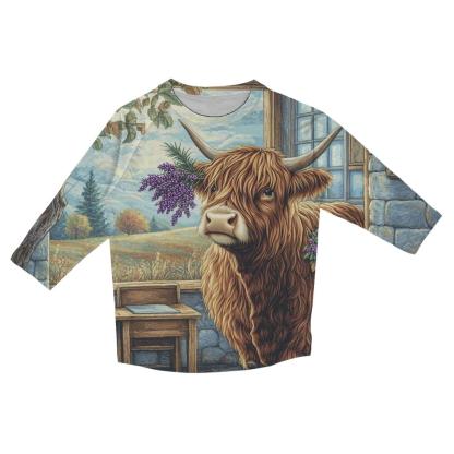 Highland Cow Classroom Nature Helper trendy 3/4 sleeve tops