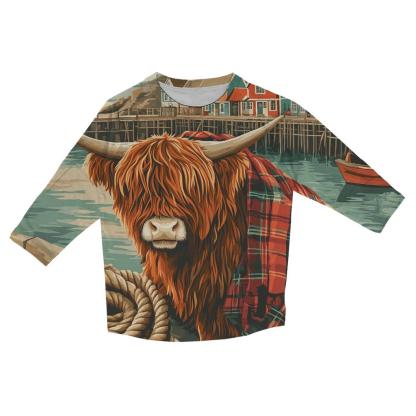 Highland Cow Harbor Rope Coiler custom 3/4 sleeve shirts
