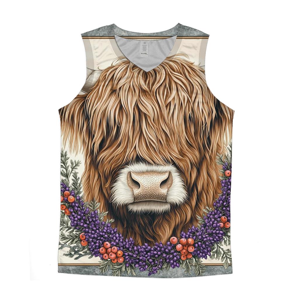 Heather Studio Portrait, Highland Cow cotton sleeveless tops