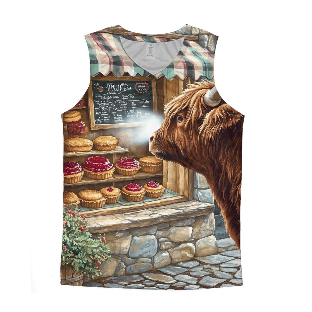 Highland Cow Bakery Window Watch sports performance tank tops