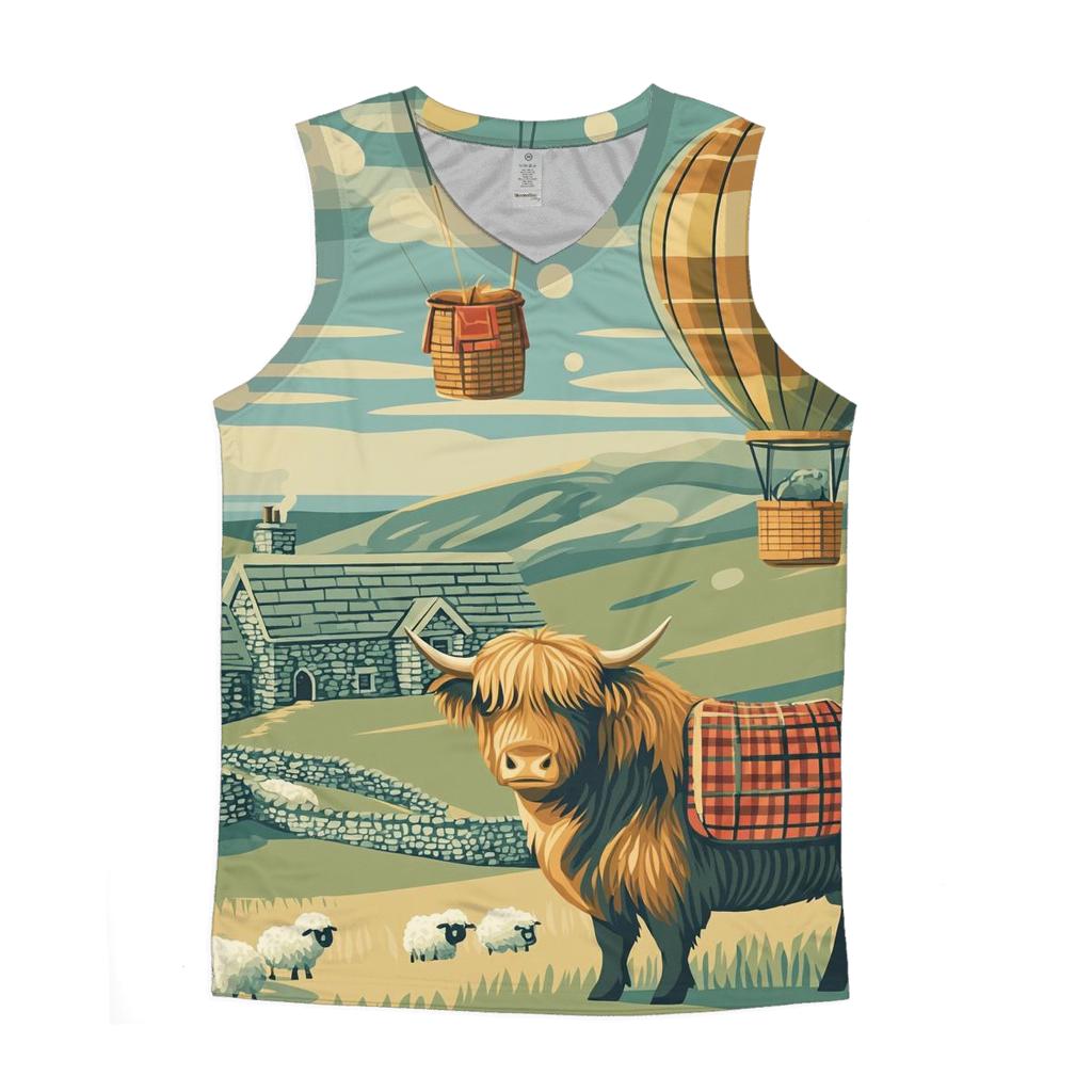 Highland Cow Balloon Mail Delivery personalized athletic tanks