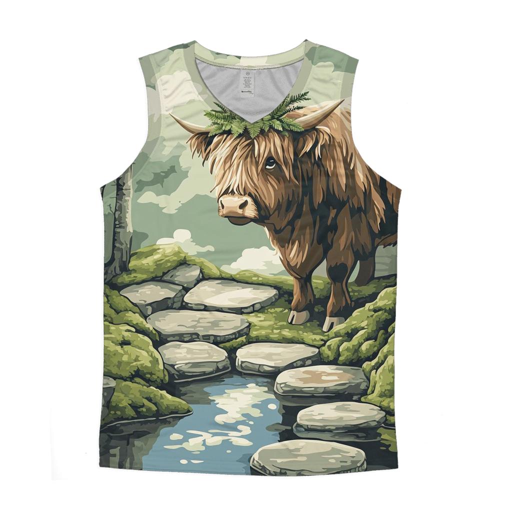 Highland Cow Moss Garden Guardian cotton sleeveless tops