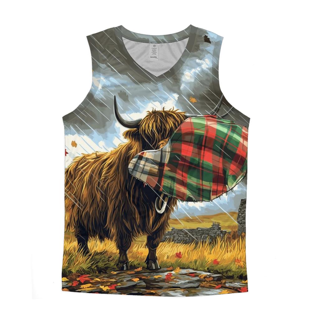 Highland Cow Storm Cloud Umbrella cotton sleeveless tops